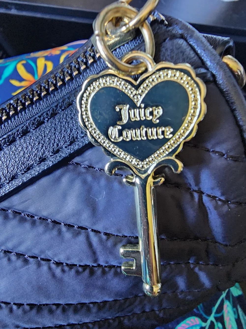 Juicy Couture Black Quilted Crossbody Bag with Gold Hardware